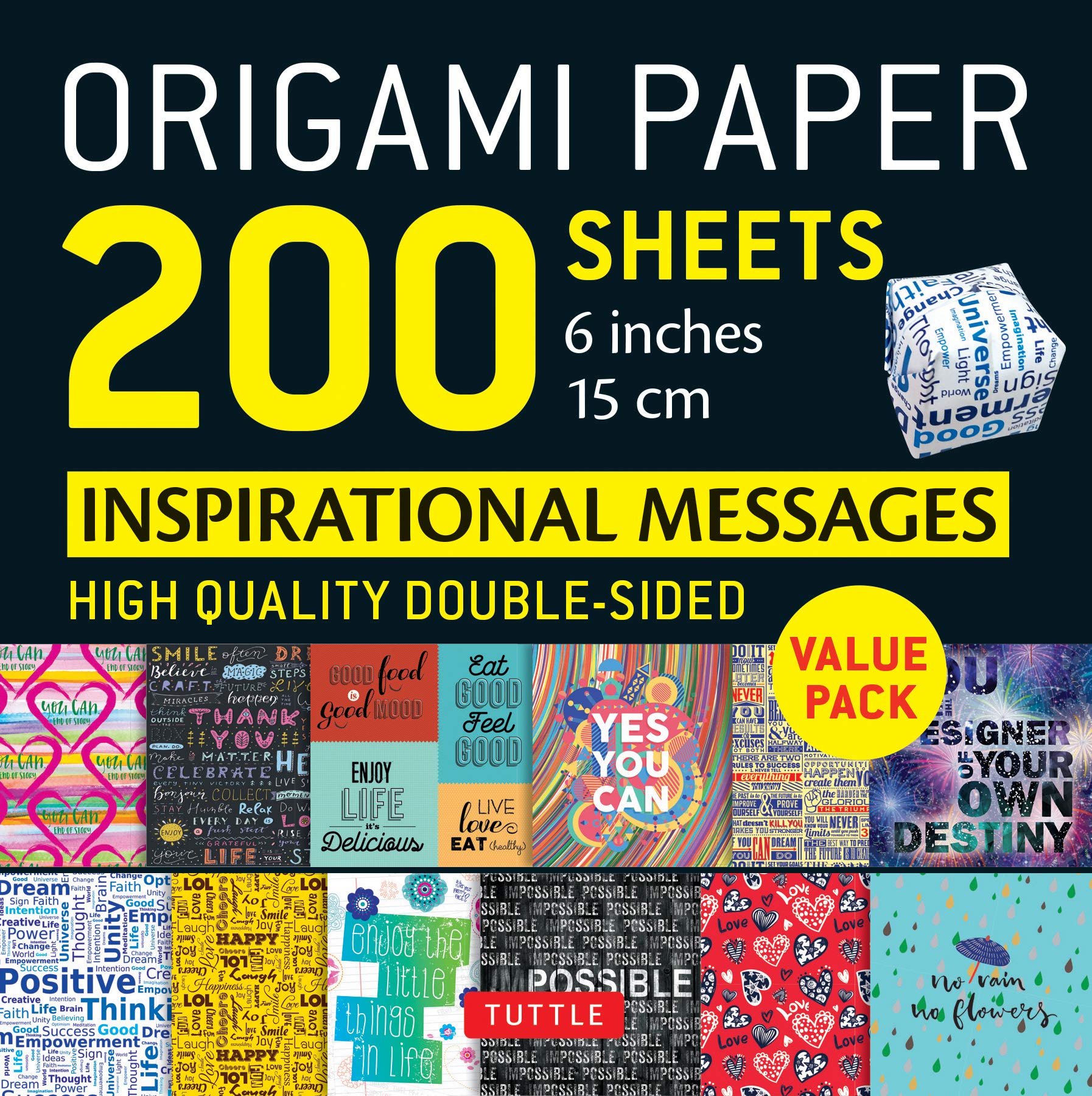 

Origami Paper. 200 sheets. Inspirational Messages. 15 cm