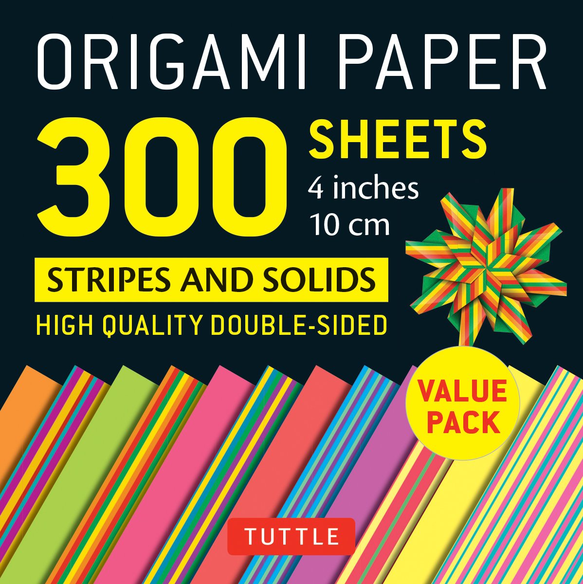 

Origami Paper. 300 sheets. Stripes and Solids. 10 cm