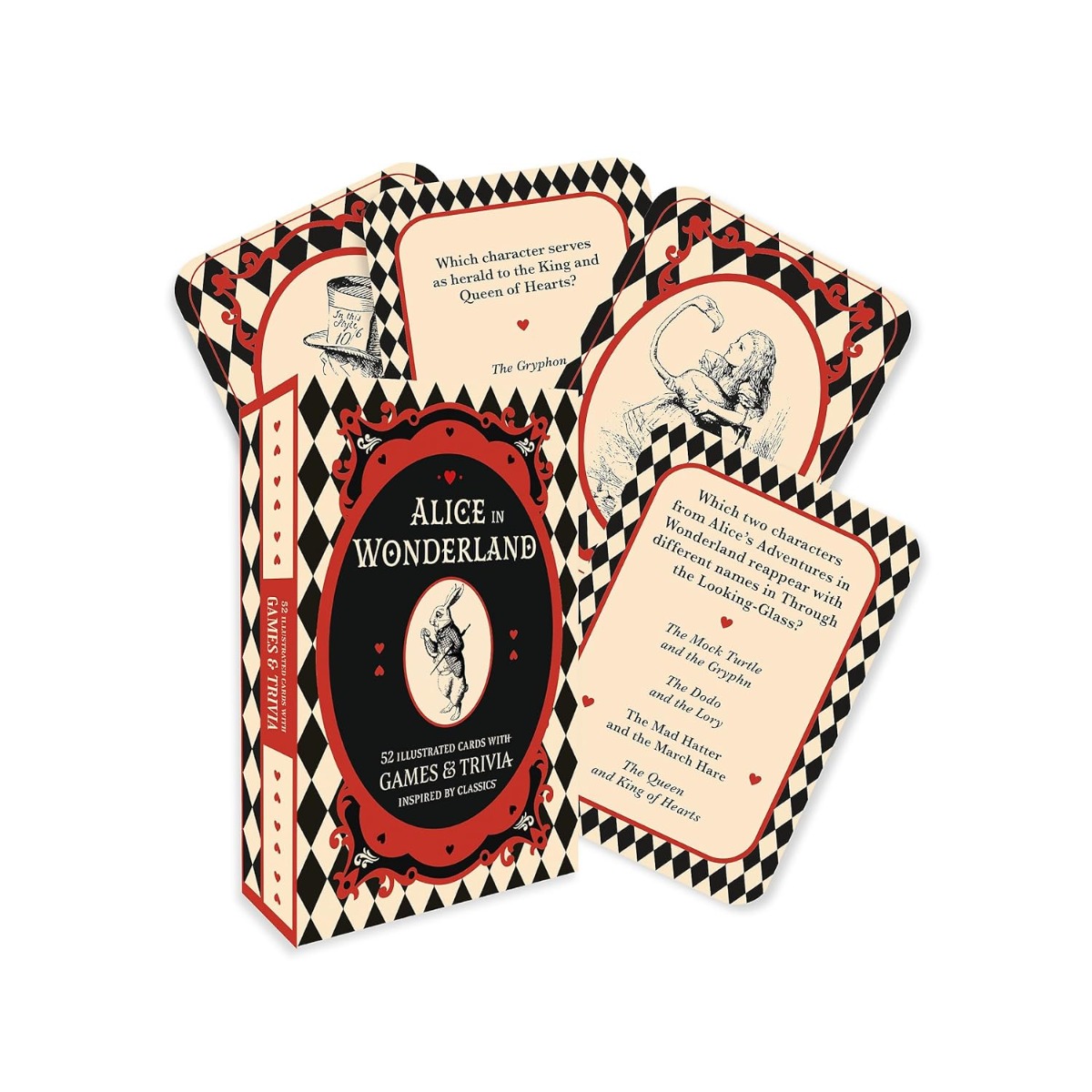 

Alice in Wonderland. A Card and Trivia Game. 52 Illustrated Cards With Games and Trivia Inspired by Classics