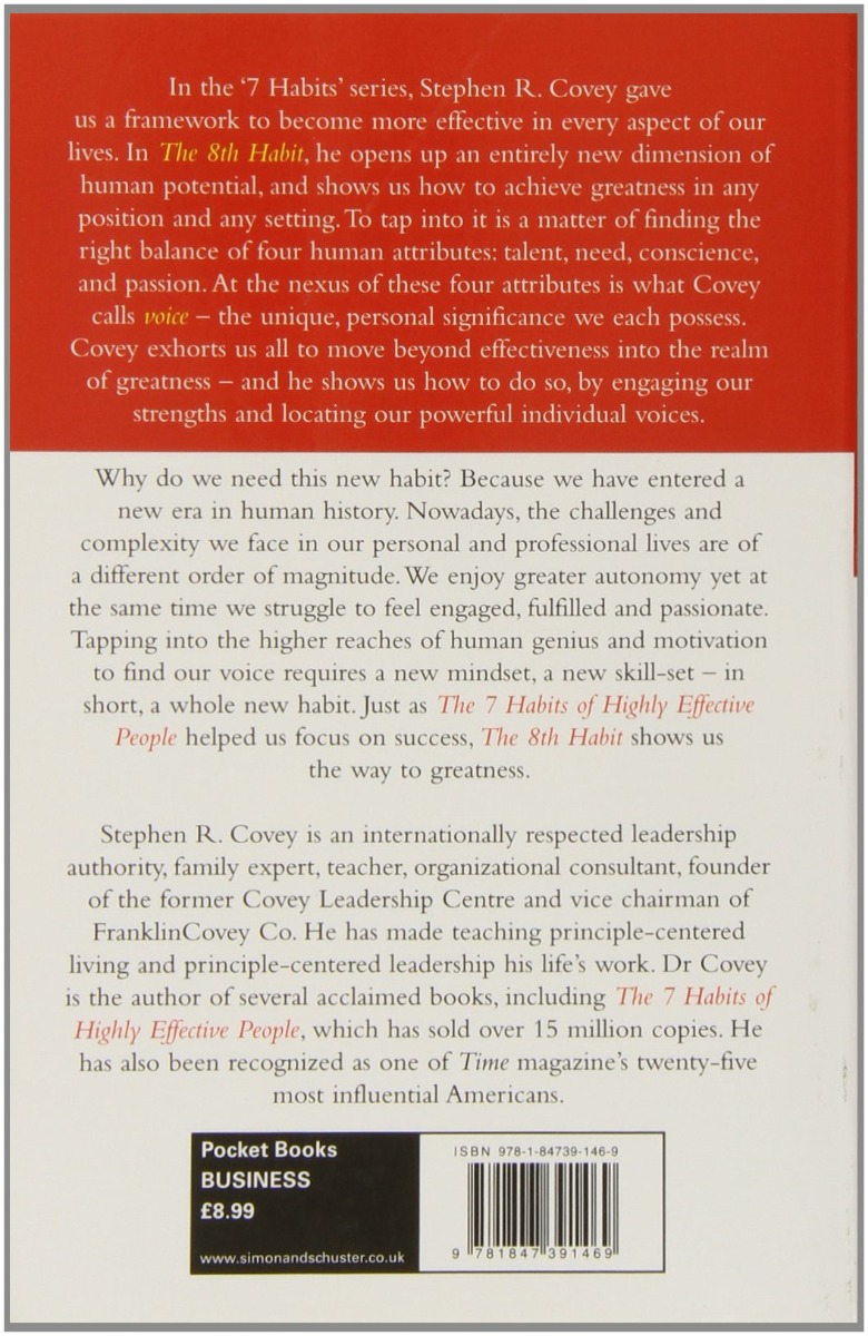 

The 8th Habit. From Effectiveness to Greatness