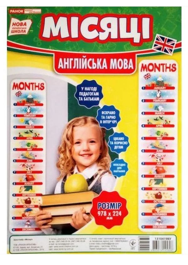 

Місяці. Англійська мова. Набір для оформлення інтер’єру класу