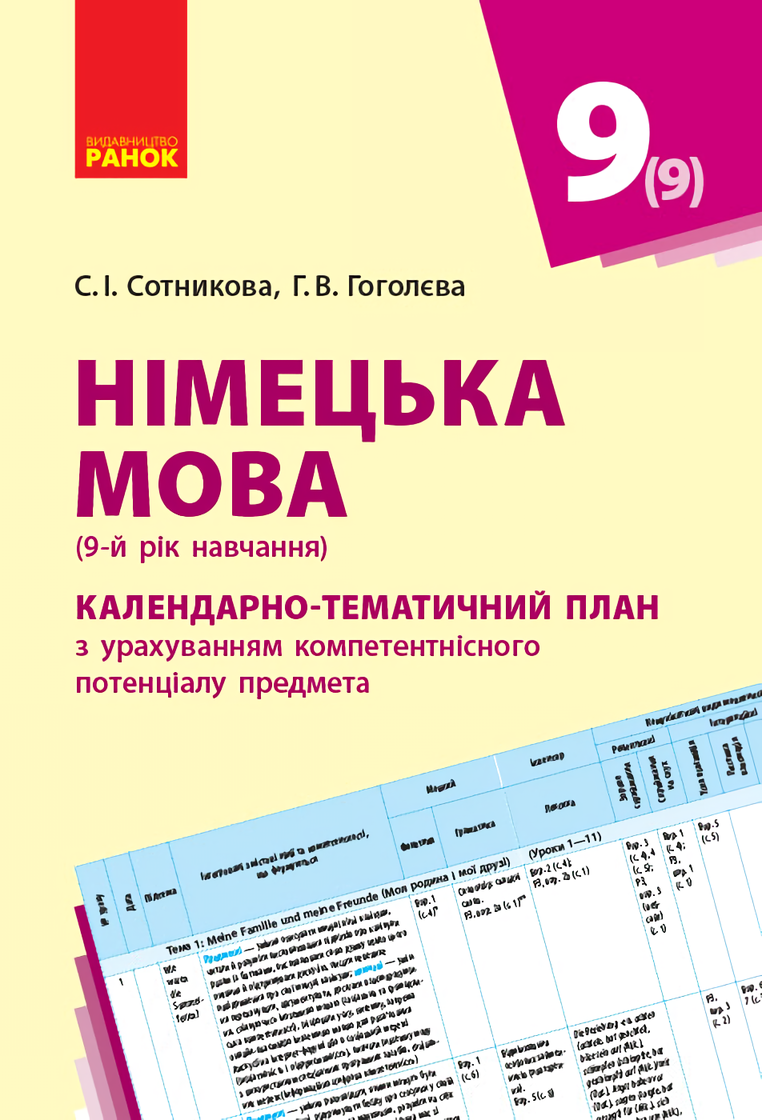 

Німецька мова. 9 клас. Календарно-тематичний план
