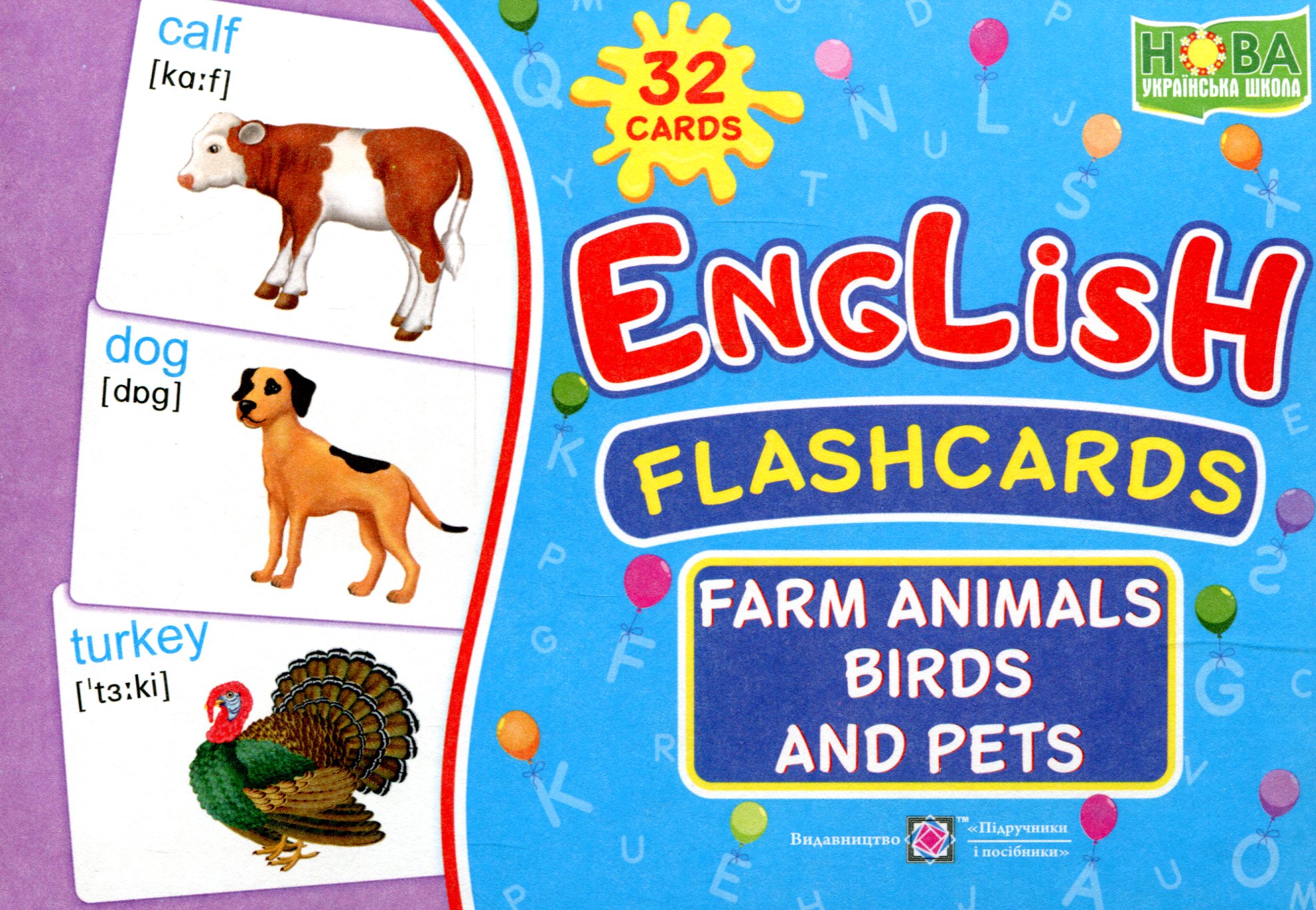 

English flashcards. Farm animals, birds and pets