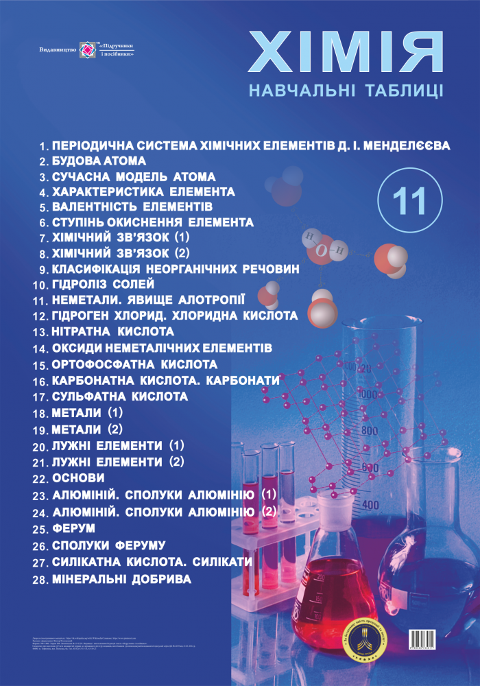

Хімія. Навчальні таблиці. 11 клас