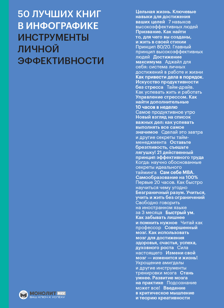 

50 лучших книг в инфографике. Инструменты личной эффективности