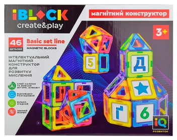 «Іграшка конструктор магнітний IBLOCK арт. PL-920-03, 46 дет,.у коробці 28*35*6,56 см (PL-920-03)», бренду IBLOCK - фото №1 - мініатюра