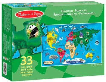 «Пазл напольный Карта Мира 33 эл World Map Floor Melissa&Doug (MD10446)», бренда Melissa & Doug - фото №1 - миниатюра