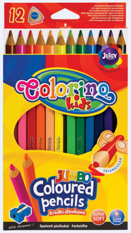 «Карандаши цветные Colorino Jumbo 17.5 см с точилкой 12 цветов (15530PTR/1)», бренда Colorino - фото №1 - миниатюра