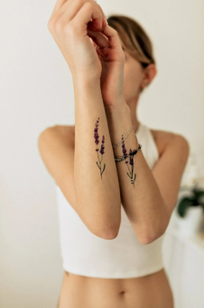 «Тимчасове тату Tattooshka Дві лаванди (WM-372)», бренда Tattooshka - фото №3 - миниатюра