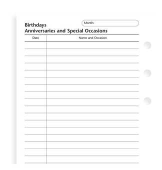  «Комплект бланків Filofax Personal White Дні народження і свята (132608)», бренду Filofax - фото №2 - мініатюра