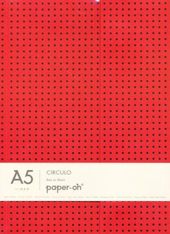 «Записная книжка Paper-Oh Circulo A5 красная на черном в линию (OH9016-8)» - фото №1 - миниатюра