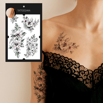  «Тимчасове тату Tattooshka Три трояндові гілочки (HB-352)», бренда Tattooshka - фото №2 - миниатюра