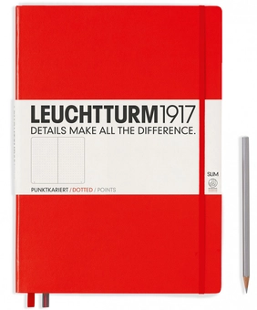 «Записная книжка Leuchtturm1917 Master Slim А4+ в точку красная (349270)», бренда Leuchtturm1917 - фото №1 - миниатюра