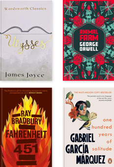 Бумажная книга «World Classics. Ulysses. Animal Farm. Fahrenheit 451. One Hundred Years of Solitude (set of 4 books)», авторов Джеймс Джойс, Джордж Оруэлл, Рэй Брэдбери, Габриэль Гарсиа Маркес - фото №1 - миниатюра