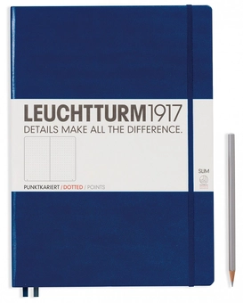 «Записная книжка Leuchtturm1917 Master Slim А4+ в точку темно-синяя (342929)», бренда Leuchtturm1917 - фото №1 - миниатюра