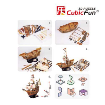  «Тривимірна головоломка-конструктор CubicFun Корабель Санта-марія (T4008h) », бренда Cubic Fun - фото №3 - миниатюра