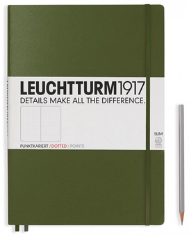  «Записная книжка Leuchtturm1917 Master Slim А4+ в точку хаки (349264)», бренда Leuchtturm1917 - фото №1 - миниатюра