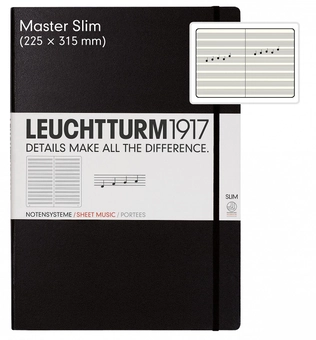  «Записная книжка для нот Leuchtturm1917 Master Slim А4+ Черная (340833)», бренда Leuchtturm1917 - фото №1 - миниатюра