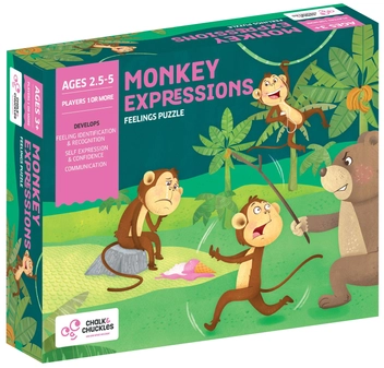  «Настольная игра Chalk & Chuckles Monkey Expressions (CCPPL001)», бренда Chalk & Chuckles - фото №1 - миниатюра