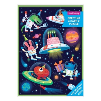  «Cosmic Party Greeting Card Puzzle», бренда Mudpuppy - фото №1 - миниатюра