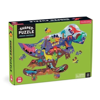  «Пазл Mudpuppy Jurassic Skatepark 75 Piece Shaped Scene Puzzle», бренда Mudpuppy - фото №1 - миниатюра
