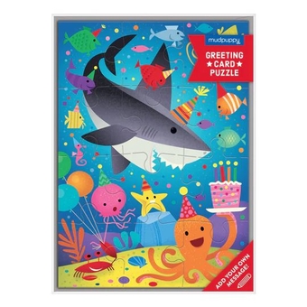  «Пазл Mudpuppy Shark Party Greeting Card Puzzle», бренда Mudpuppy - фото №1 - миниатюра