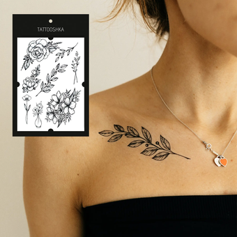 «Тимчасове тату Tattooshka Дика троянда з гілочками (TH-388)», бренда Tattooshka - фото №2 - миниатюра