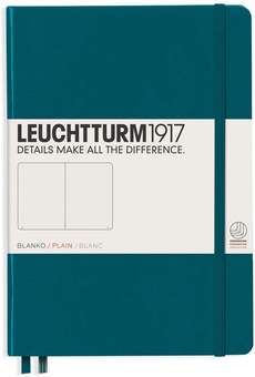  «Блокнот Leuchtturm1917 Medium Чистые листы Тихоокеанский зеленый (359698)», бренда Leuchtturm1917 - фото №1 - миниатюра