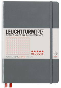  «Блокнот Leuchtturm1917 Medium Red Dots Антрацит (357699)», бренда Leuchtturm1917 - фото №1 - миниатюра