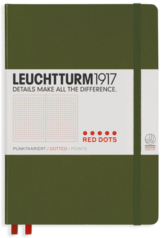  «Блокнот Leuchtturm1917 Medium Red Dots Хаки (357697)», бренда Leuchtturm1917 - фото №1 - миниатюра