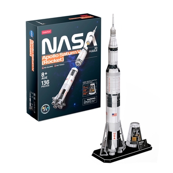 «Тривимірна головоломка-конструктор CubicFun NASA Ракета Аполлон Сатурн-5 136 ел. (DS1059h)», бренда CubicFun - фото №2 - миниатюра