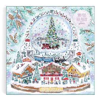  «Пазл Galison Alpine Village Snow Globe by Michael Storrings 500 ел.», бренда Galison - фото №2 - миниатюра