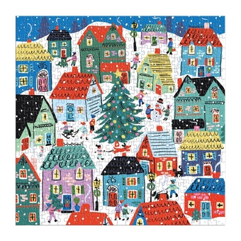  «Пазл Galison Christmas in the Village by Louise Cunningham 500 ел.», бренда Galison - фото №2 - миниатюра