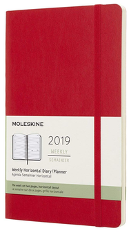 «Еженедельник горизонтальный Moleskine на 2019 год красный (DSF212WH3Y19)», бренда Moleskine - фото №1 - миниатюра