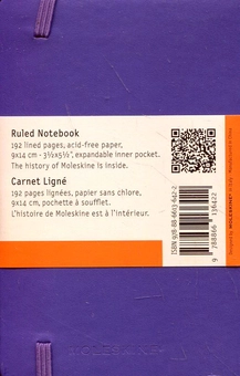  «Карманная записная книжка Moleskine Classic Coloured Фиолетовая в линию (MM710H1F#978-88-6613-642-2)», бренда Moleskine - фото №3 - миниатюра