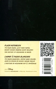  «Карманная записная книжка Moleskine Mickey Mouse Черная нелинованная (978-88-6613-789-4#LEDIQP012F)», бренда Moleskine - фото №3 - миниатюра