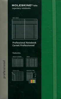  «Недатированная записная книжка Moleskine Folio Professional Зеленая (978-88-6732-020-2)», бренда Moleskine - фото №2 - миниатюра