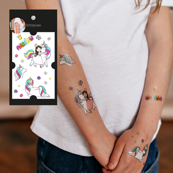  «Тимчасове тату Tattooshka Обійми з єдинорогом (EC-664)», бренда Tattooshka - фото №2 - миниатюра