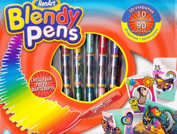  «Набор фломастеров RenArt Blendy Pens 10 шт + 3D-открытки + аксессуары (BP1205)», бренда RenArt - фото №4 - миниатюра