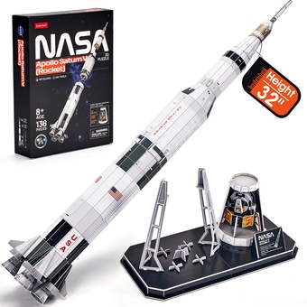 «Тривимірна головоломка-конструктор CubicFun NASA Ракета Аполлон Сатурн-5 136 ел. (DS1059h)», бренда CubicFun - фото №3 - миниатюра