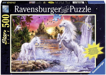  «Пазл светящийся Ravensburger Единороги на реке 500 элементов (RSV-148738)», бренда Ravensburger - фото №1 - миниатюра