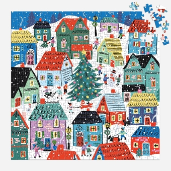  «Пазл Galison Christmas in the Village by Louise Cunningham 500 ел.», бренда Galison - фото №3 - миниатюра