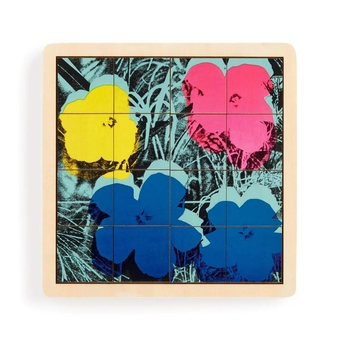  «Andy Warhol Flowers 2-in-1 Sliding Wood Puzzle», бренда Galison - фото №3 - миниатюра