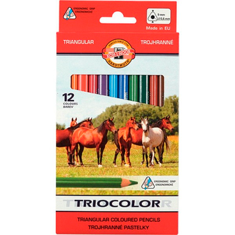 «Карандаши цветные Koh-i-Noor Triocolor Jumbo Horses 12 шт (3142)», бренда Koh-I-Noor - фото №2 - миниатюра