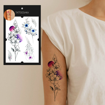  «Тимчасове тату Tattooshka Геометричні квіти (TH-722)», бренда Tattooshka - фото №2 - миниатюра