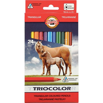 «Карандаши цветные Koh-i-Noor Triocolor Jumbo Horses 24 шт (3144)», бренда Koh-I-Noor - фото №2 - миниатюра