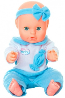  «Пупс Play Baby 32 см в голубом комбинезоне (32001)», бренда Play Baby - фото №1 - миниатюра