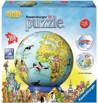  «3D Пазл Ravensburger Животные Земного Шара + подставка (122394)», бренда Ravensburger - фото №1 - миниатюра