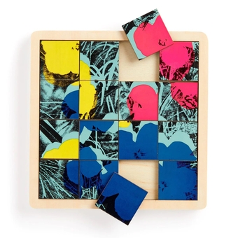  «Andy Warhol Flowers 2-in-1 Sliding Wood Puzzle», бренда Galison - фото №4 - миниатюра