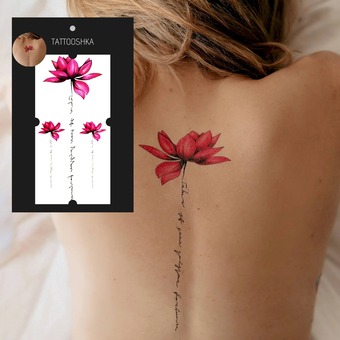 «Тимчасове тату Tattooshka Кольорові лотоси (QC-656)», бренда Tattooshka - фото №2 - миниатюра
